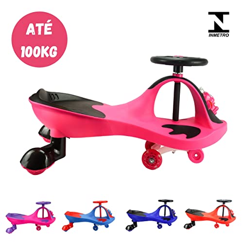 Carrinho Gira 360º Bh Store Sapinho Feliz, Rodinha De Led (Rosa e Preto)