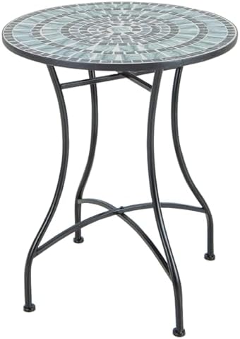 COSTWAY Mosaik Gartentisch, Mosaiktisch Rund, Bistrotisch