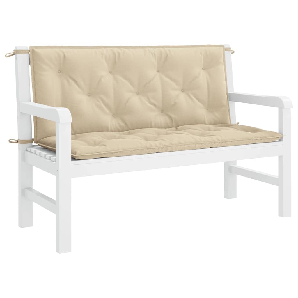 Cuscino per panca da giardino beige, in tessuto Oxford, 120 x (50+50) x 7 cm, imbottito, con lacci antiscivolo, per balcone, terrazza, sedia da giardino, per esterni e interni, comodo cuscino