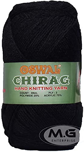 Image of M.G ENTERPRISE Big Ball Black (400 gm) Wool Ball Hand Knitting Wool /Art Craft Soft Fingering Crochet Hook Yarn, Needle Knitting Yarn Thread dye I