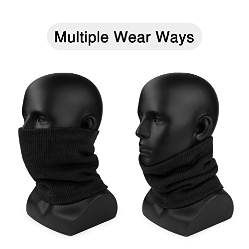 Neck Warmer Winter Knit Fleece Lined Neck Gaiter Heat Trapping Thermal Ski Tube Circle Loop Half Face Mask2