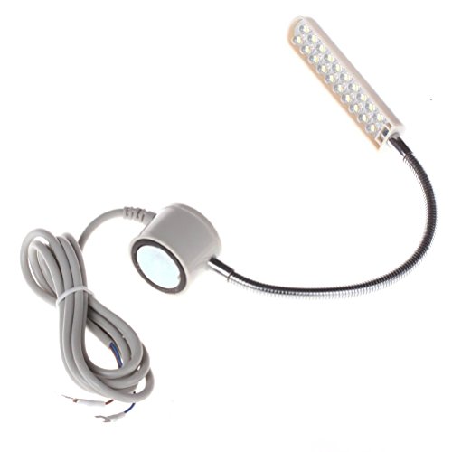 NUOLUX - 20 LED blancos superbrillantes, montaje magnético, base de cuello de cisne flexible LED, lámpara de 220 V, máquina de coser Cover