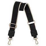 ShinningCare Bag Strap, Wide Replacement Shoulder Handbag Straps for Women Men, 1.5" - (3.8 CM) Adjustable Wide Canvas Crossbody Strap with Leather End - Black/Gold
