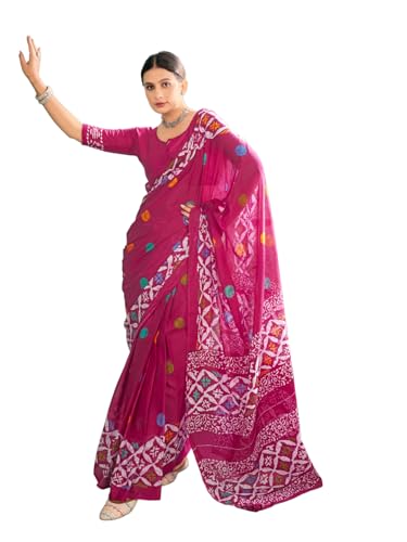Shiv Textiles Womens Rani Cotton Printed Saree For Women (Smc-St-119-Rani)