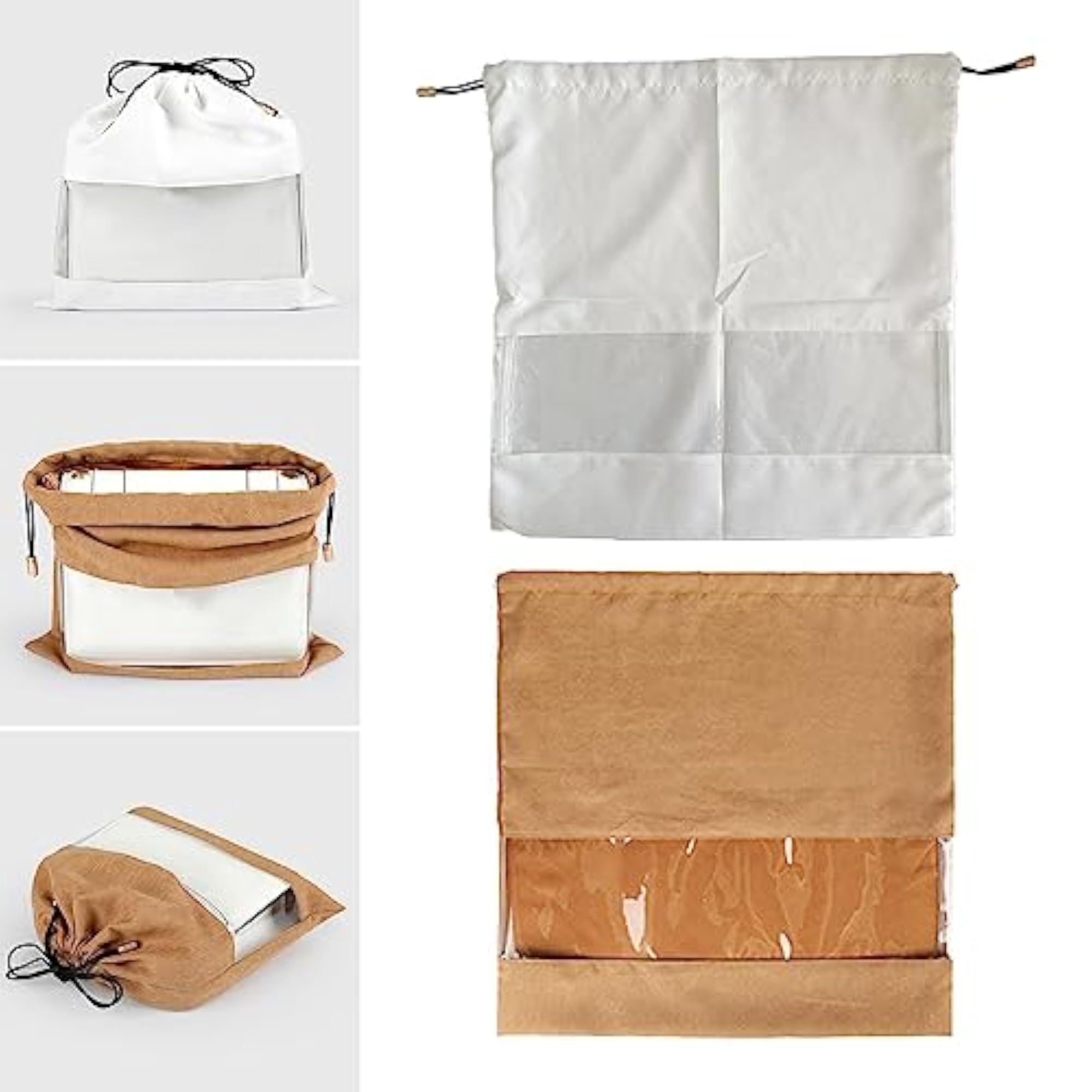 Cloth Storage Pouch String Dust Bags for Toys & Shoes, White