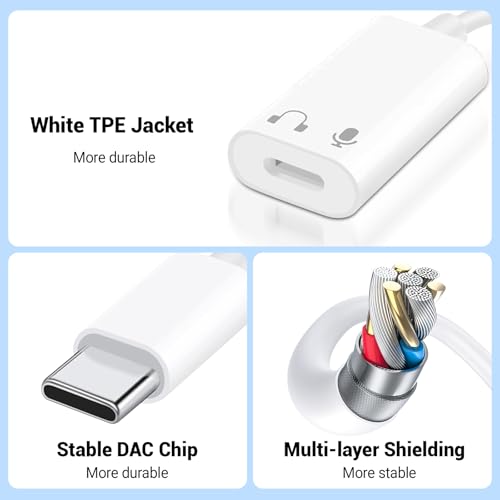 APKLVSR Adapter Light-ning auf USB C Kopfhörer, Audio Converter für iPhone Light-ning Headset an USB-C Geräten, High-Fidelity Sound, Plug & Play, kompatibel mit iPhone 15/16/17, iPad, MacBook, Galaxy
