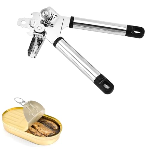 Abrelatas Manual 3 en 1, Abrelatas Multifunción, Abrelatas Todo en Uno, Abrebotellas, Levanta tapas manual, Accesorio de cocina, Utensilio de Cocina, Acero inoxidable, 20 cm