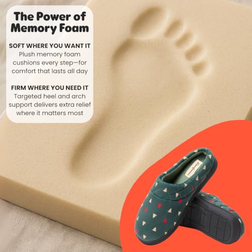 Image of Dearfoams Women's Lightweight Memory Foam Indoor House Slipper Darcy Velour Clog with Wide Widths