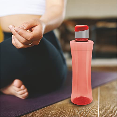 Image of FLAIR Sleek PET Water Bottles With Fliptop Lid Set of 6 Pcs 1000 ML (RED)