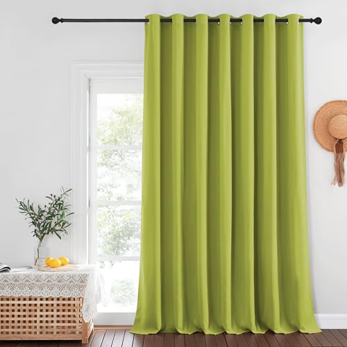 NICETOWN Blackout Patio Curtains 100 x 144 Inches Long for Sliding Door Extral Wide Blackout Curtain Panels Thermal Insulated Room Divider - Grommet Top, 100" W x 144" L, 1 Panel, Fresh Green