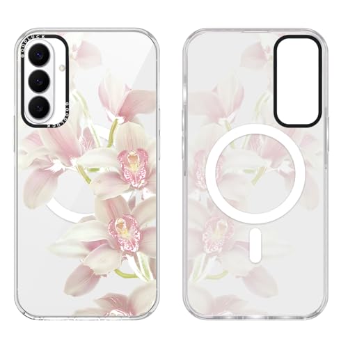 Coque magnétique Samsung S26 transparente anti-choc avec motif floral