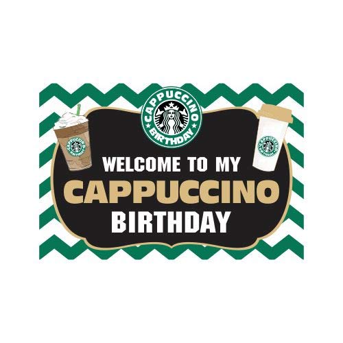Image of Cappuccino Celebration Kit - 80 pcs includes Banner, balloons, thank you cards, centerpiece, danglers, Cappuccino Birthday Party Supplies, Event Decor, Banner for Coffee Lovers.