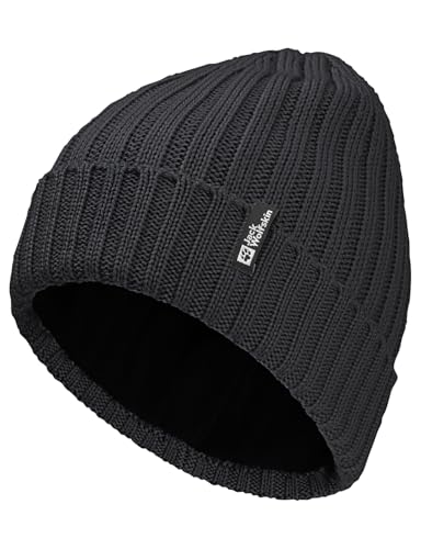 Jack Wolfskin Unisex Rib Knit Beanie-Mütze, Schwarz, Einheitsgröße EU