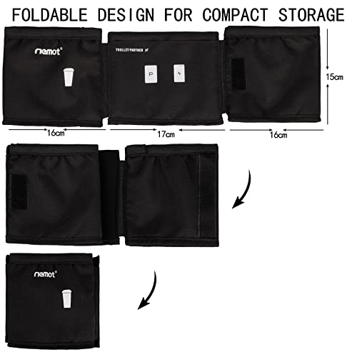 riemot Reisegepäck Becherhalter Gepäck Reisetassenhalter Getränkehalter Freihand Getränkewagen hält Zwei Kaffeetassen Ausweistaschen Geldgürtel für Flugbegleiter Reisende Zubehör, Schwarz