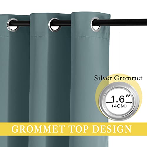 NICETOWN Greyish Blue Sliding Door Curtain for Bedroom, Blackout Patio Door Curtain Room Divider Privacy Thermal Grommet Window Treatment for Living Room, 1 Panel, W80 x L90