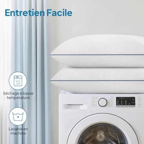 BedStory Oreillers 50x70 cm Lot de 2 - Oreillers Classiques Hypoallergéniques, Doux et Respirants, Soutien Équilibré, Qualité Hôtelière Lavable, Idéal Côté, Dos et Ventre – vue 7