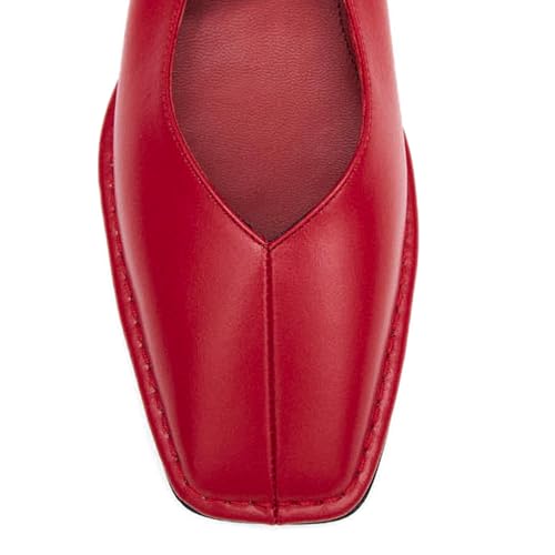 Image of Lace up Ballet Flats Women Square Toe Mary Jane Flats Bow Slip On Comfortable Ballerina Shoes
