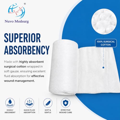 Image of Non-Sterile Gamjee Roll for Dressing & Wound Care, 15cm x 3mtr (Pack of 3) - Absorbent Surgical Cotton Pad, Medical Grade Material for First Aid, Hospital & Clinical Use