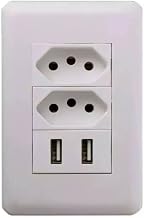 Tomada USB Universal Duo 2 Tomada De Parede Bivolt Com Espelho Multifuncional Com Duas Entrada USB 2100mA Embutir Para Casa 2 em 1 Carrega Celular ONYK