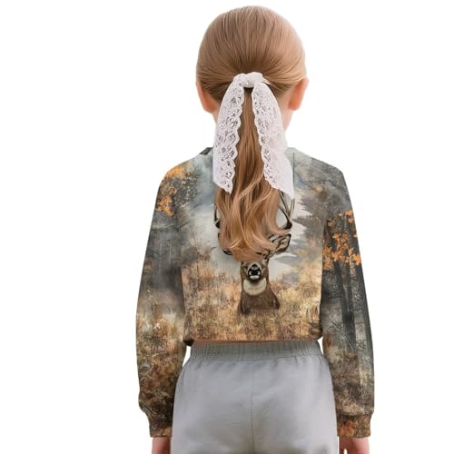 Crop Top Sweatshirts for Girls Kids Long Sleeve T-Shirt Cute Active Tees Top School Clothes 5-14Y4