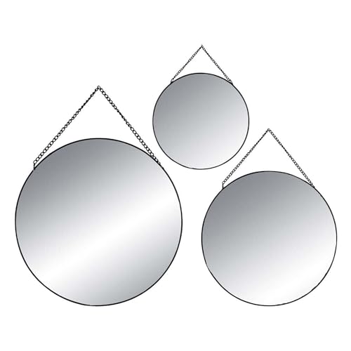 WELL HOME - Conjunto de 3 espejos redondos decorativos de metal Ø20Ø24Ø29cm