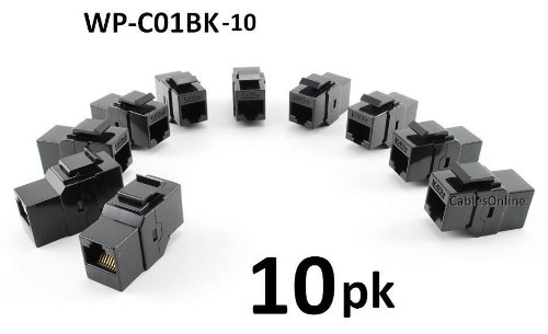 CablesOnline 10-Pack CAT5e Female/Female RJ45 Ethernet UTP Black Keystone Jack Coupler (WP-C01BK-10)