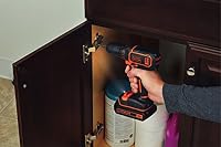 Black+Decker Akku-Bohrschrauber (18V, 1.5 Ah, Planetengetriebe, LED-Arbeitsleuchte, Softgriff, inkl. 1x Li-Ion Schiebe-Akku, 200 mA Ladegerät, Doppelbit) BDCDC18 – Ansicht 6