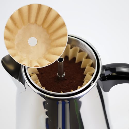 Image of Coffee Filters Compatible with Farberware Coffee Percolator, 150 Pcs Perforated Unbleached Filter Paper for Farberware 4Cup, Coletti 6Cup, Elite Gourmet 6 Cup