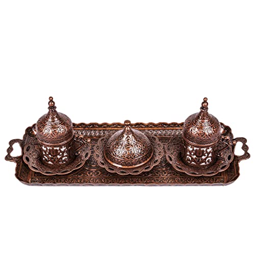 Copperloom Decorative Trays For Coffee Table | Serving Tray With Handles | Rectangle Small Gold Silver Metal Tray (Copper) #TOP5