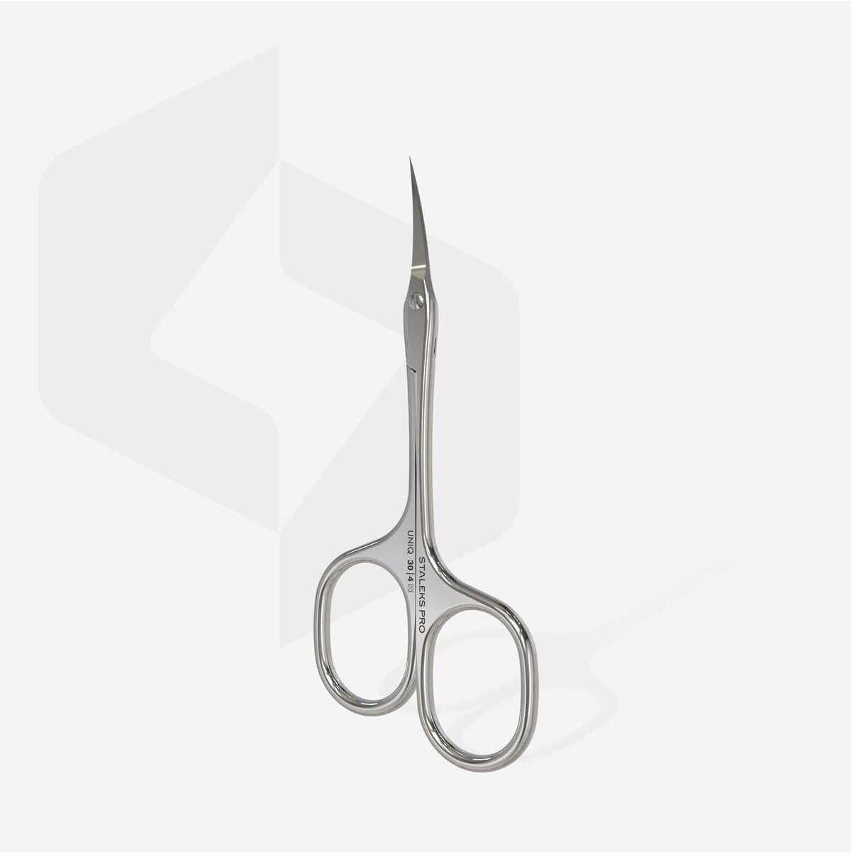 Staleks Asymmetric UNIQ 30 Type 4 Cuticle Scissors – Asymmetric Rings with Right-Lowered Handle