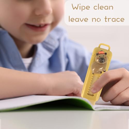 Radiergummi Stift, 4 Pcs Capybara Radiergummi für Bleistifte und Buntstifte, Radiergummi in Form einer Capybara, Einziehbarer Radiergummi, Bleistiftgummi