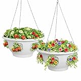 smart spring Ultimate Hanging Baskets - Strawberry, Tomato, Flower, and Herb Outdoor Planters - Use Garden Pots for Growing Plants Outside On A Deck, Fence, or Balcony
