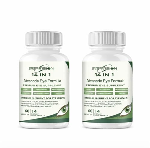 EVERVISION 14 IN 1 Advanced Eye Formula Vitamin and Mineral Supplement with Lutein Zeaxanthin Zinc & Bilberry Extract Vision & Focus Support (2)