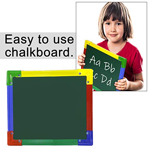 Image of DAHSHA 2 in 1 Double Sided White & Green Slate for Kids Double Side Slate Board with Colorful Aluminum Frame with Chalk (30 * 30 cm)