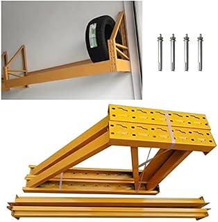 Expositor de neumáticos, Soporte de Pared para neumáticos, Estante para almacenar Varios neumáticos o para Garaje, con herrajes para Pared de casa o Garaje, (Amarillo)