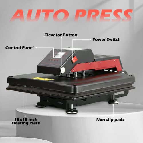 Tusy Auto Heat Press Machine 15X15 Inch, Smart Heat Press Machine For T-Shirts, Fast & Uniform Automatic Heat Press, T-Shirt Press Machine For Htv, Sublimation #TOP1