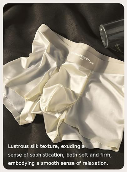 Silk Boxers for Men Ice Silky Underwear Mulberry Silk Men's Boxer Briefs, Seamless Comfort Underwear for Men C/X3