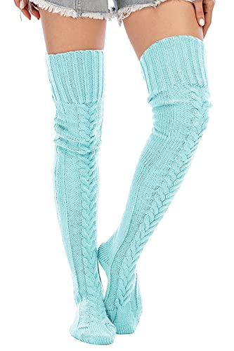 Image of Leoparts Women's Cable Knitted Thigh High Boot Socks Extra Long Winter Stockings Over Knee Leg Warmers