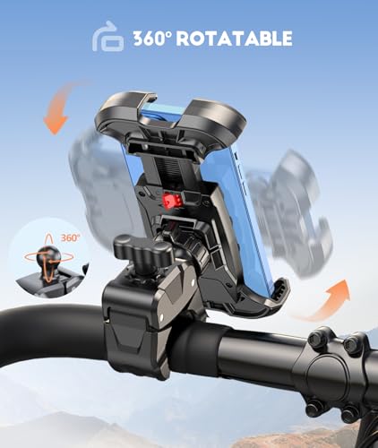 CIRYCASE Soporte Movil Bicicleta, [Abrazadera Antivibración] [Seguridad Total] Soporte Móvil Moto para Manillar de Scooter Bici, [1s Poner & Tomar] Suporte Telemóvel Moto para Teléfonos de 4.7"-6.8" - imagen 5