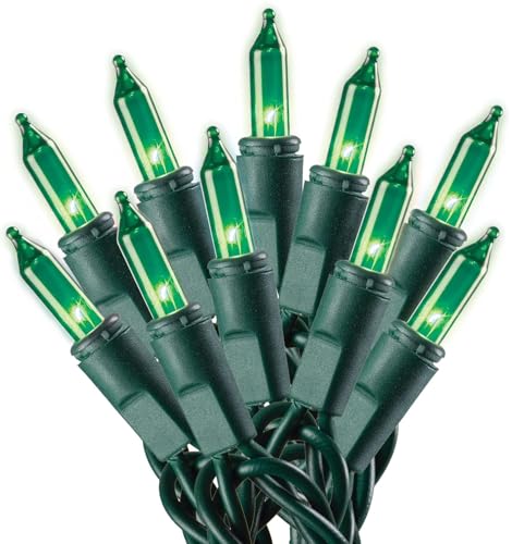 Holiday Pride St Patricks Day Lights - Green Christmas Tree Lights with Green Wire - 100 Count - 24 Ft - Indoor/Outdoor Use - UL Listed - Static/Flashing Modes - Connectable