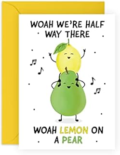 Funny Birthday Cards for Men Women - 'WOAH Lemon on A Pear' - Friend Birthday Card for Her - Funny Gifts for Him - Happy Birthday Card for Mum and Dad - Comes With Stickers - By Central 23