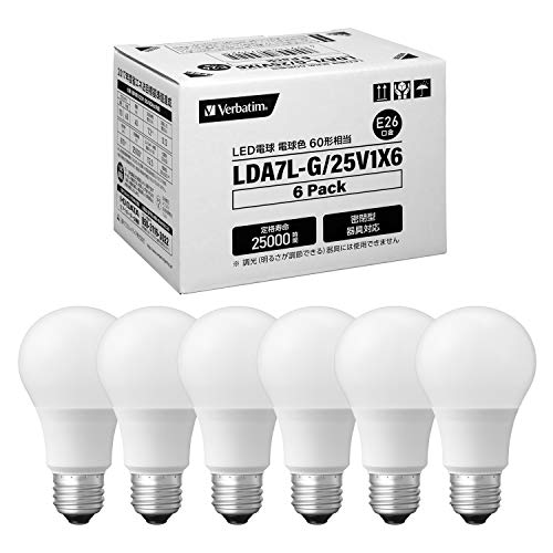 Verbatim o[xC^ LED ʓd^Cv N`KlE26 dF 7.2w 810lm Lz^Cv 6 LDA7L-G/25V1X6