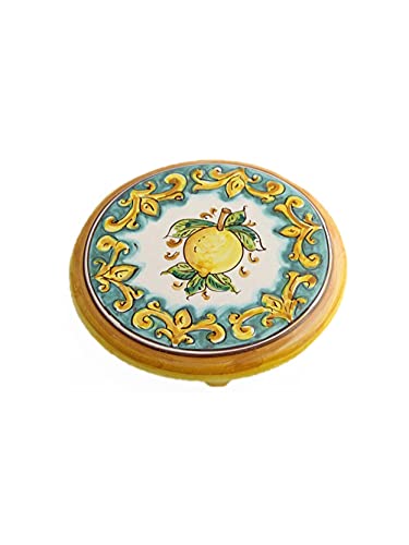 ILAB Sottopentola in ceramica decorata a mano da ceramisti siciliani di Santo Stefano di Camastra limoni art 19