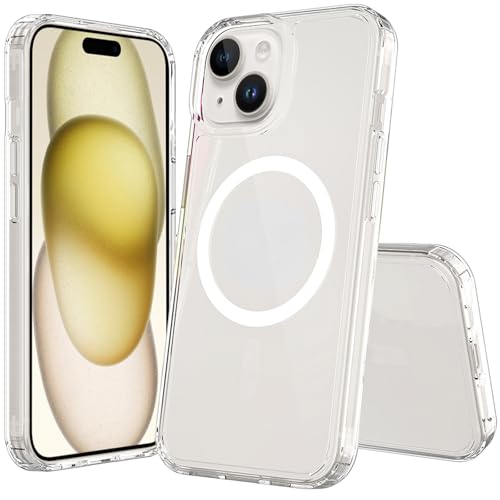 Image of FanTEK Phone Case Compatible with iPhone 15 6.1 Inch, Magnetic Case Clear Protective Bumper Hard Back Cover
