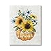 Stupell Industries Hello Autumn Phrase Blue Thistle Sunflower Pumpkin Canvas Wall Art, 24 x 30, Yellow