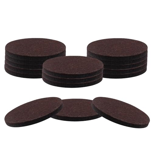 Rierdge 16 Pcs 3”/75mm Felt Furniture Pads Brown Round Self Adhesive Furniture Pads 5mm Thick Anti Scratch Floor Protectors for Furniture Feet Chair Legs
