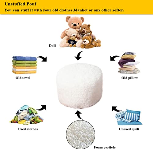 image for Mibathni Unstuffed Ottoman Pouf Cover,Faux Fur Foot Stool,51x31cm Fuzz