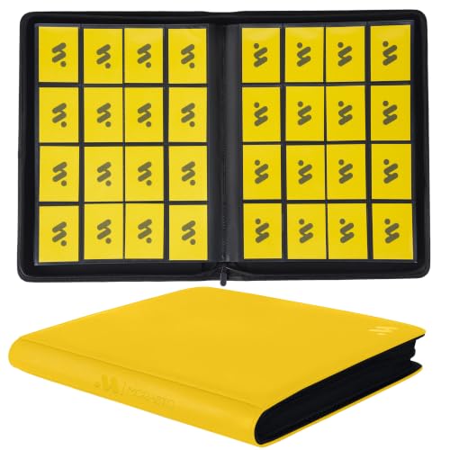 Image of Premium 1000+ Pockets Card Binder,16 Pockets Trading Card Binder Ringless Side Loading Trading Card Album Folder for TCG -Yellow