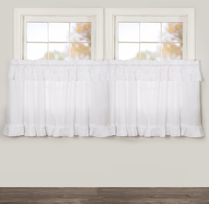 VHC-Brands-4-Pieces-Muslin-Ruffled-Bleached-White-Tier-Curtains-4-Panels-L36xW36 VHC Brands 4 Pieces Muslin Ruffled Bleached White Tier Curtains 4 Panels L36xW36