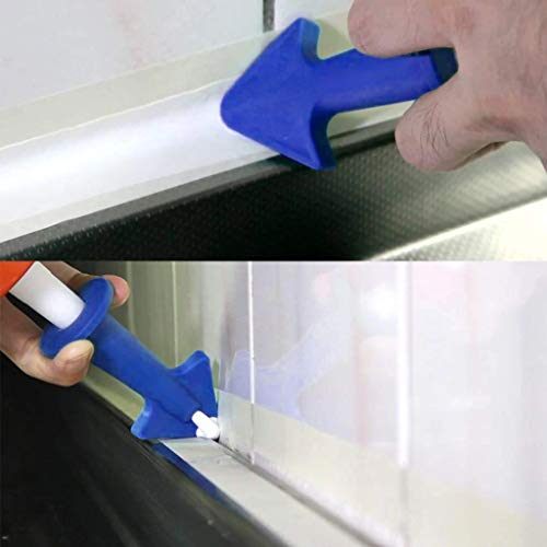 Zoreni 3 Pieces Caulking Tool Sealant Finishing Tools, Silicone Sealant Caulk Nozzle, Silicone Caulking Finisher Grout Scraper Tool for Kitchen Bathroom Window, Tiles or Bricks (Blue)